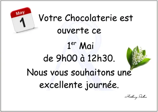 Votre chocolaterie est exceptionnellement ouverte ce 1er mai, Saint-Galmier, Anthony Pailleux, Maître Chocolatier 