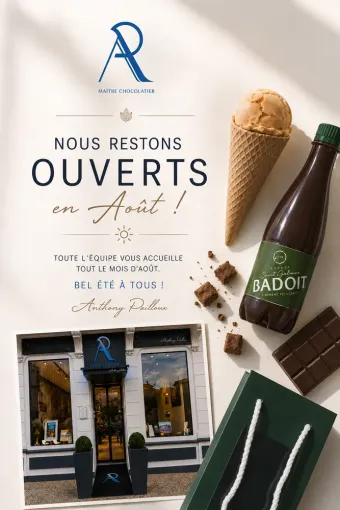 Votre Chocolaterie Anthony Pailleux vous accueille tout le mois d'août, Saint-Galmier, Anthony Pailleux, Maître Chocolatier 