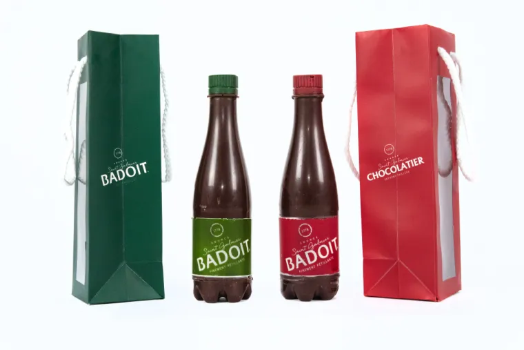 Faire une bouteille Badoit en chocolat, Saint-Galmier, Chocolaterie Anthony Pailleux