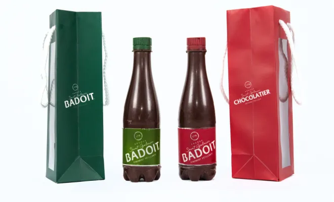 Faire une bouteille Badoit en chocolat, Saint-Galmier, Chocolaterie Anthony Pailleux